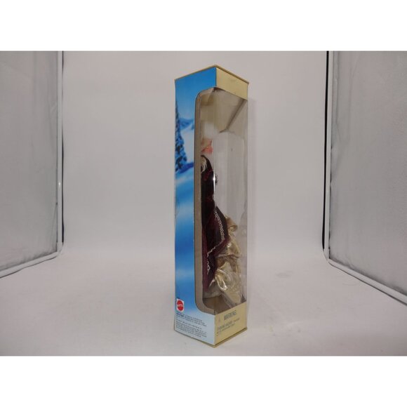 Happy Holidays Barbie Special Edition Doll In Box With Burgundy Velvet & Gold Go
